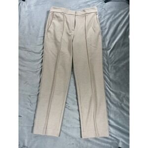 Ann Taylor The Ankle Pant Double Knit Tan Houndstooth Stretch Career Size 4